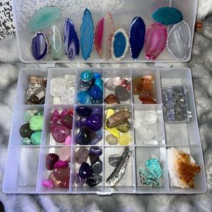 Stones Crystals Rocks Organizer Lot All Different Stones  Catseye Quartz